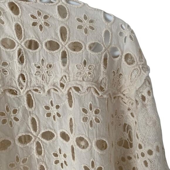Free People Yesenia Shacket Meridian Moon Lace Eyelet Cream size XL - Picture 6 of 9